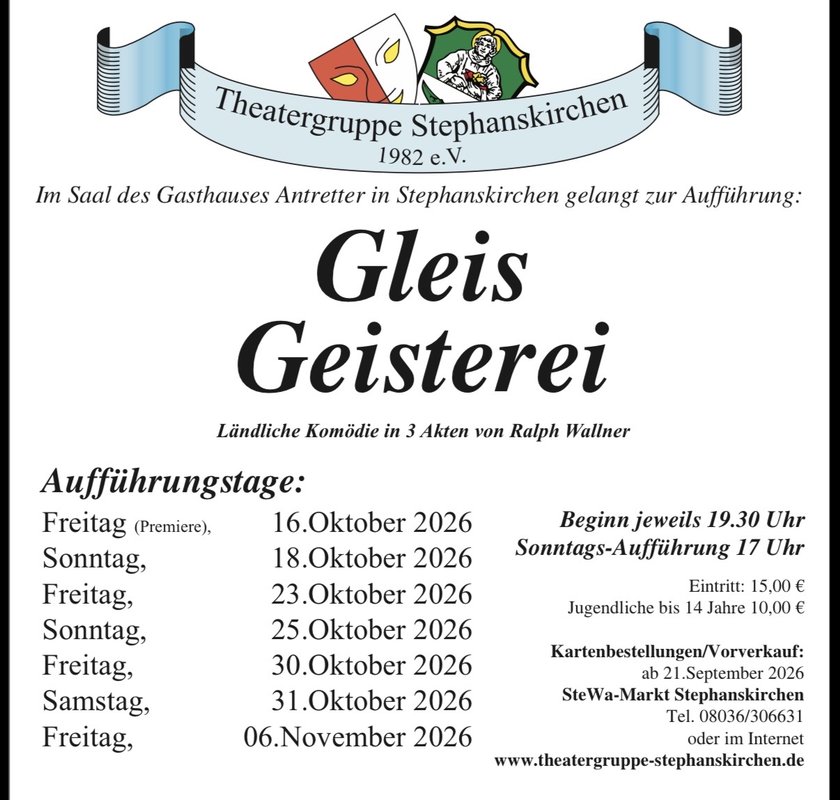 Theateraufführung: Gleis Geisterei - Ländliche Komödie in 3 Akten