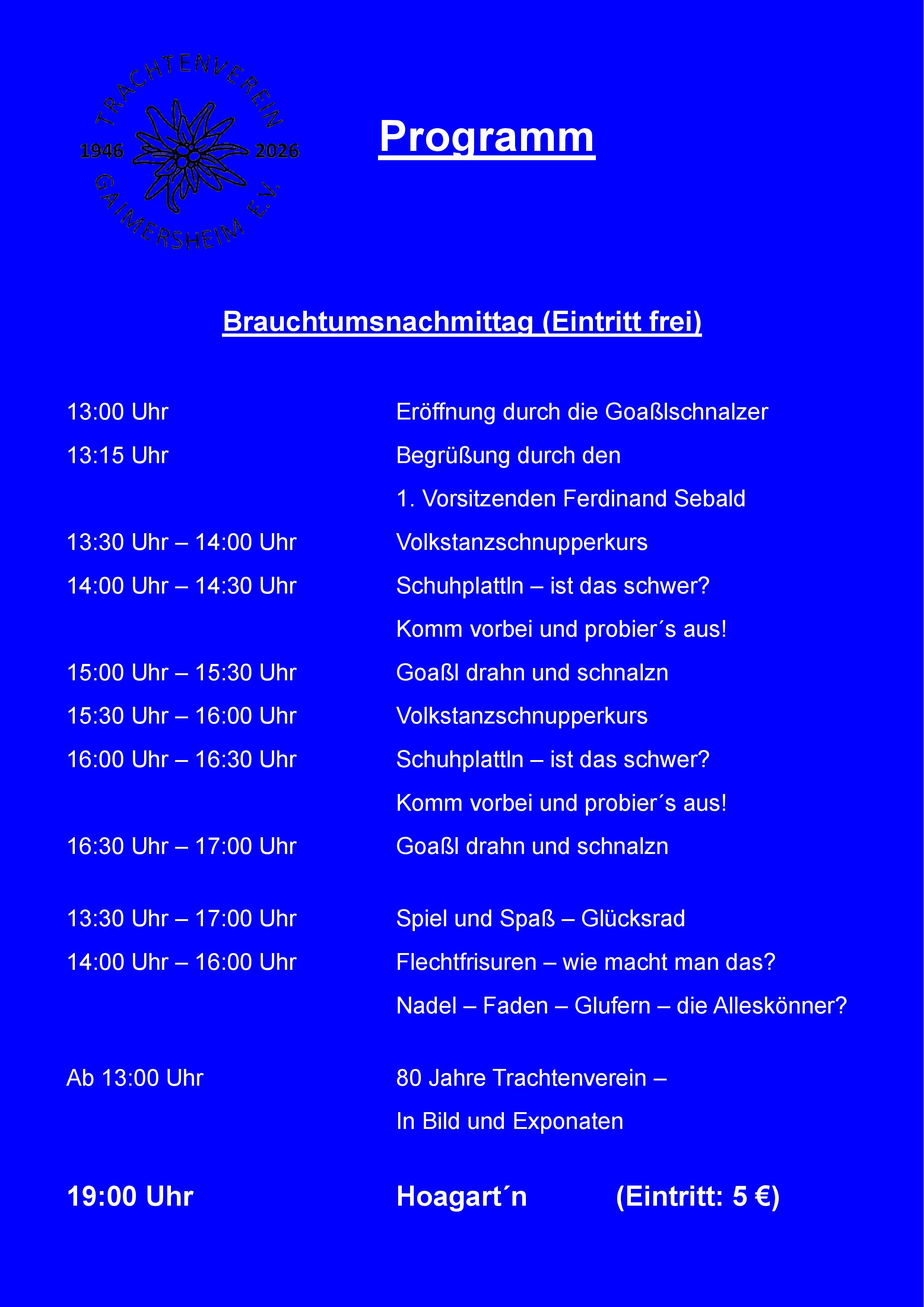 80 Jahre Trachtenverein Gaimersheim 