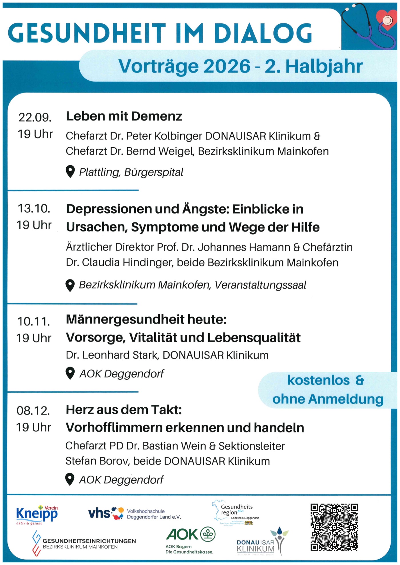 „Gesundheit im Dialog“ - kostenlose Vortragsreihe