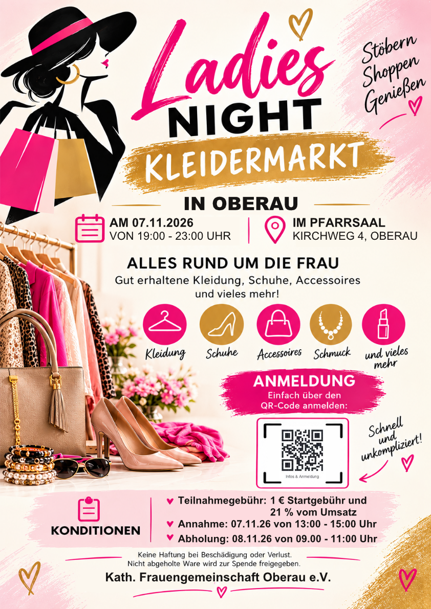 Kleidermarkt - Ladies Night am 07.11.2026 im Pfarrsaal