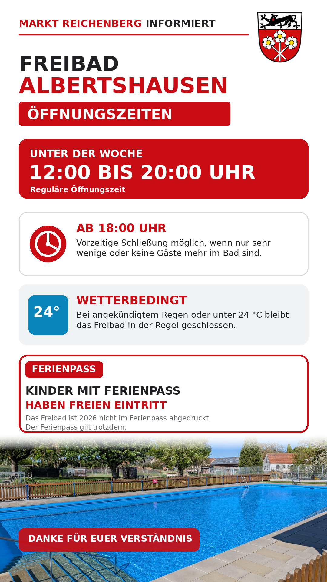 Schwimmbad Albertshausen - Öffnungszeiten, Ferienpass