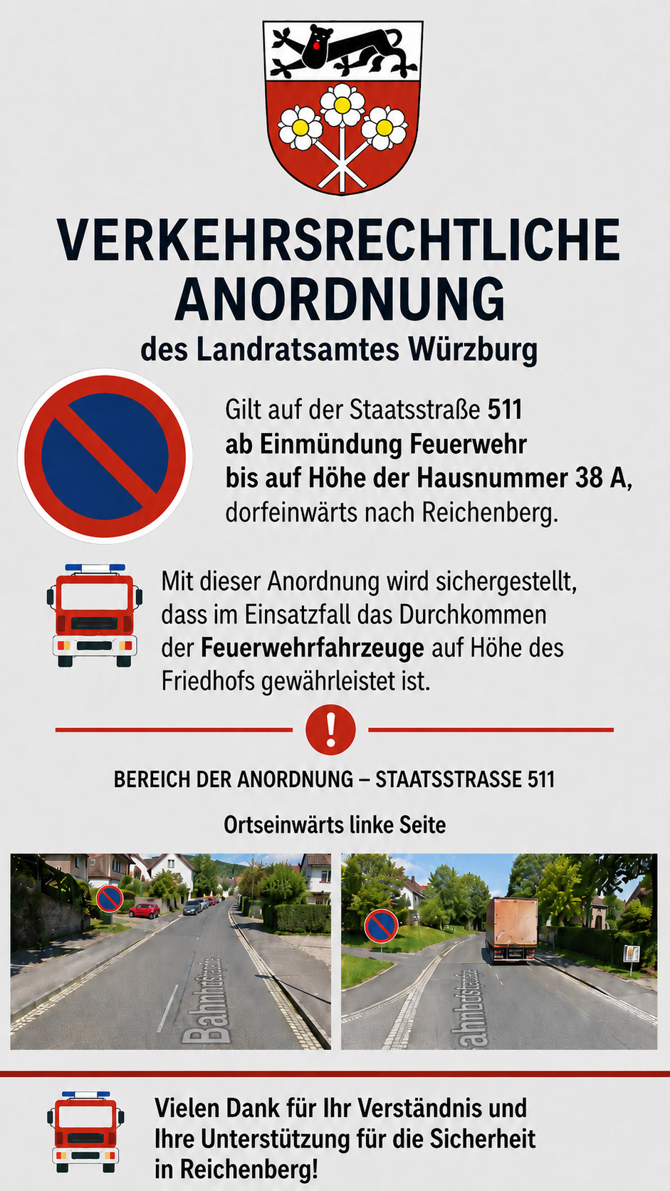 🚒 Halteverbot in der Bahnhofstraße