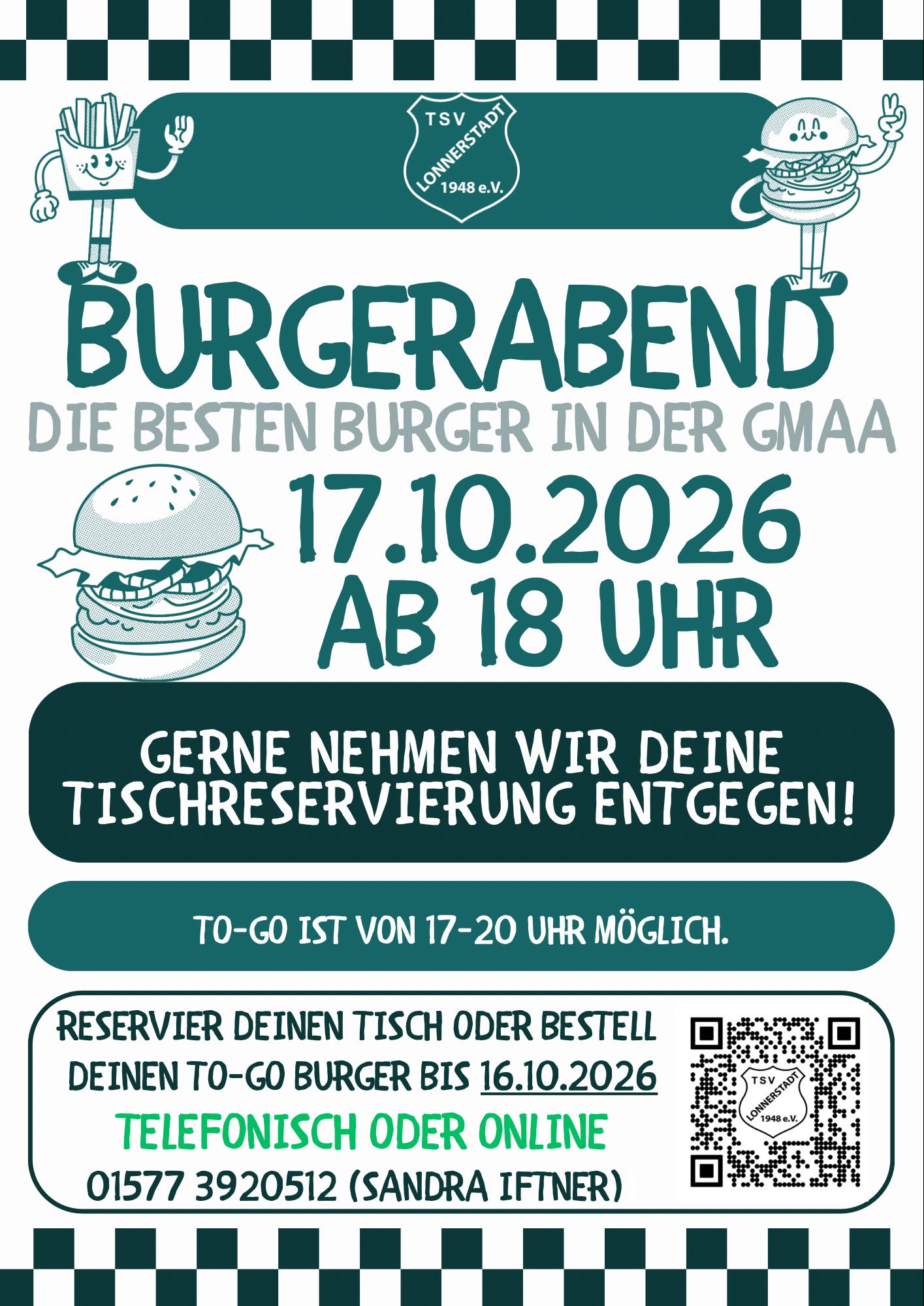 BURGERABEND BEIM TSV LONNERSTADT! 🍔💚🤍