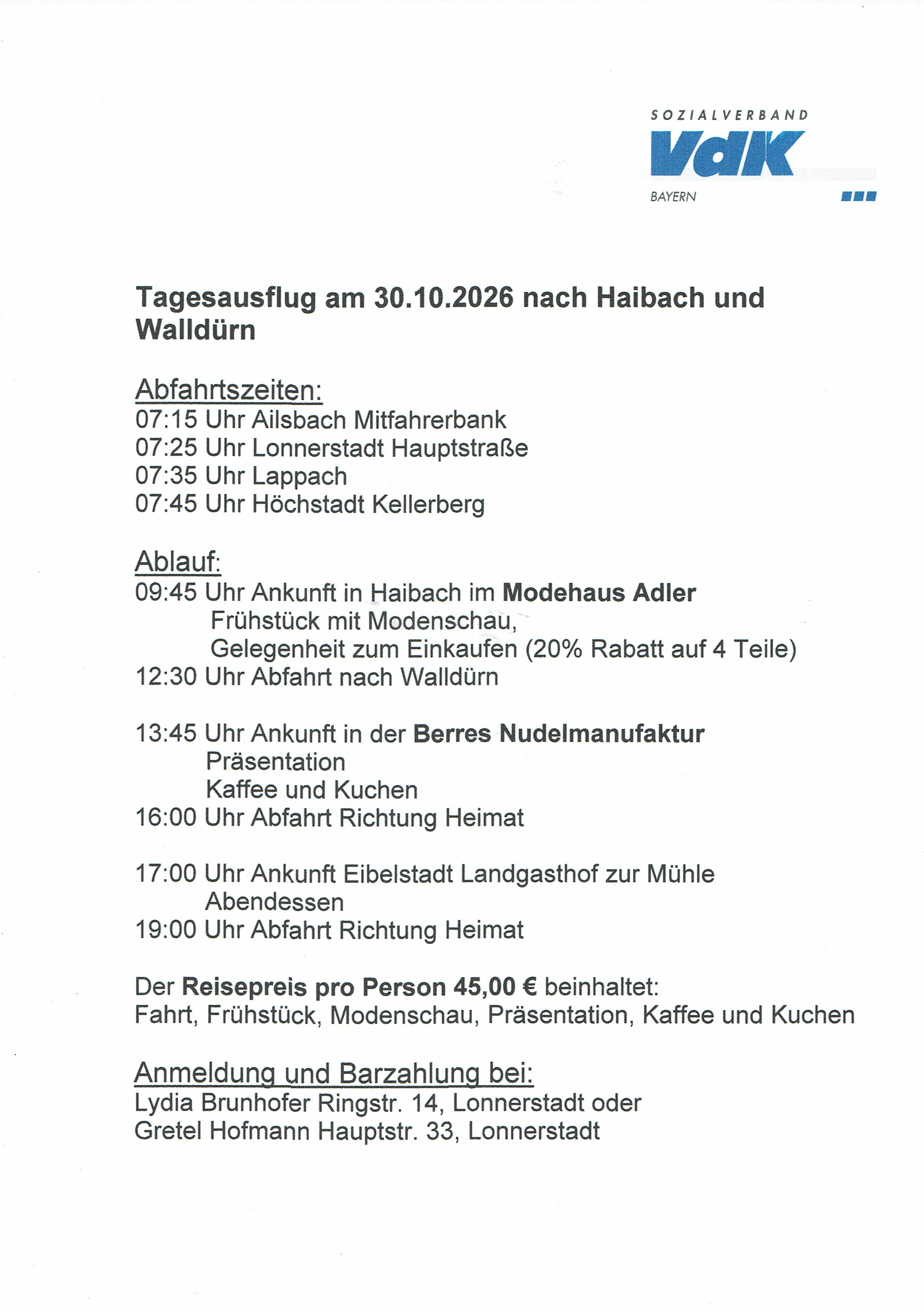 Tagesfahrt nach Haibach und Waldürn