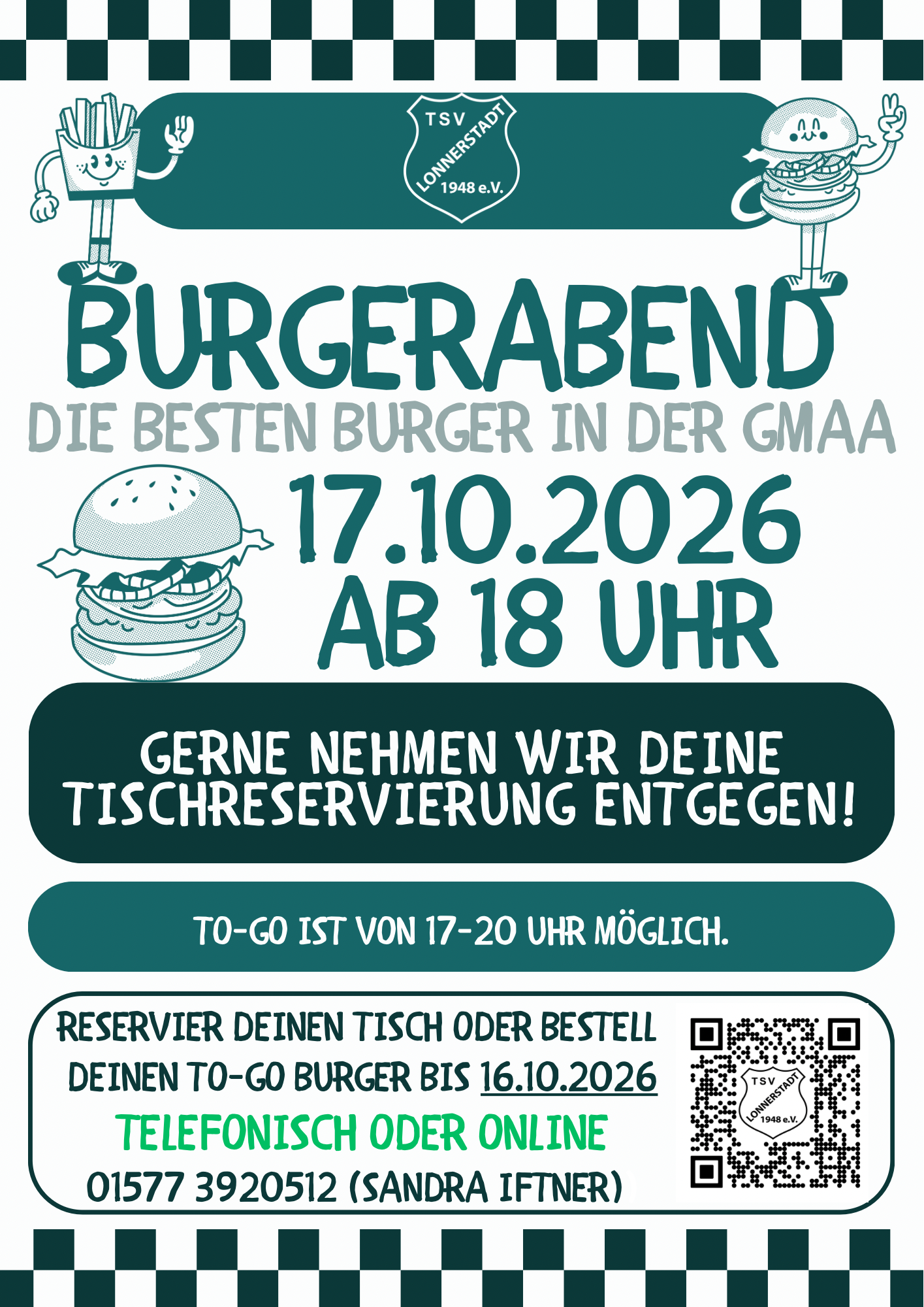 🍔 BURGERABEND BEIM TSV LONNERSTADT! 🍔💚🤍