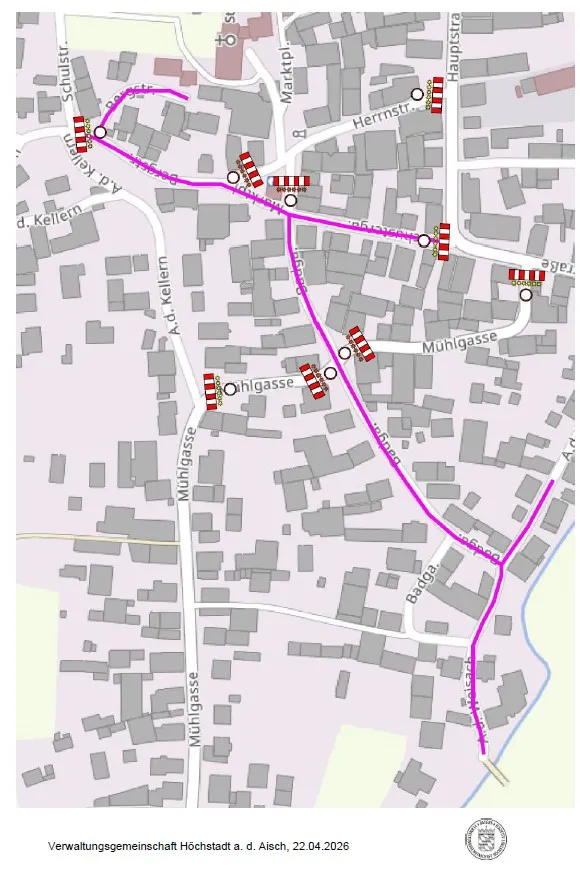 Straßenbaumaßnahmen in Lonnerstadt - Sperrungen siehe Plan