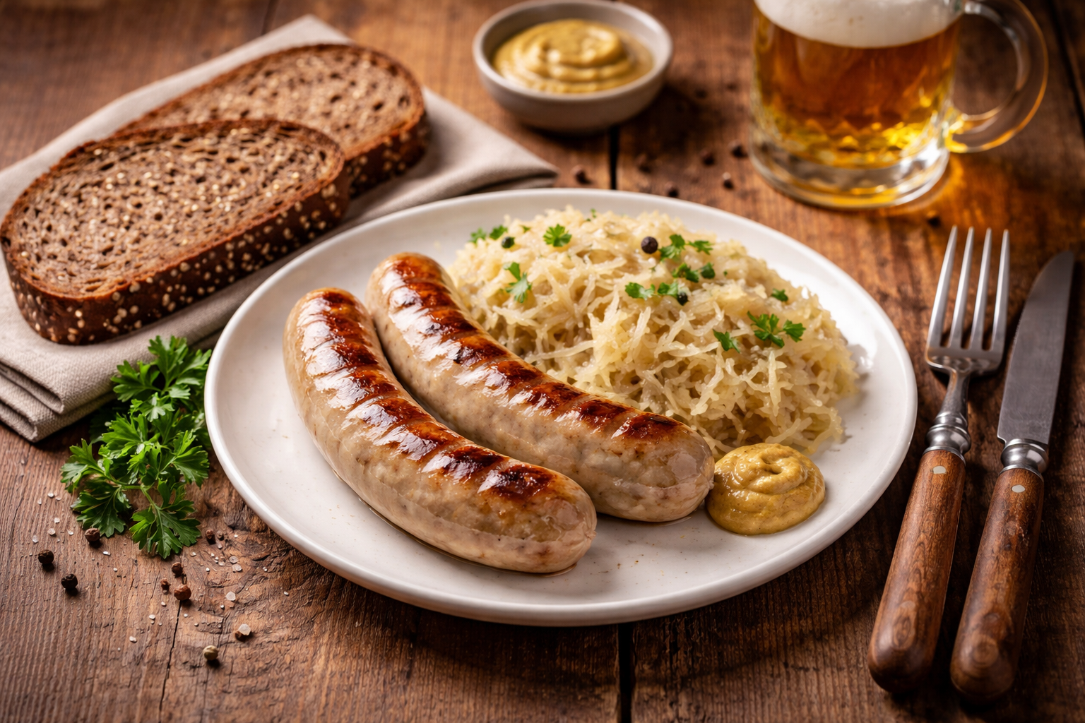 Mir geh'n ins Dorf! Bratwürste mit Kraut 