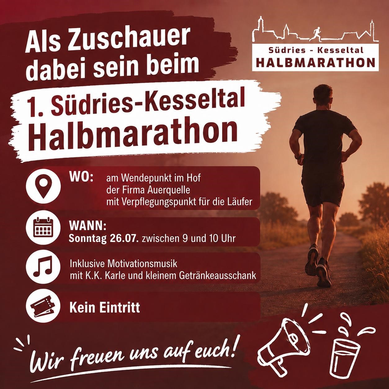 1. Südries-Kesseltal-Halbmarathon - Sonntag, 26.07.2026