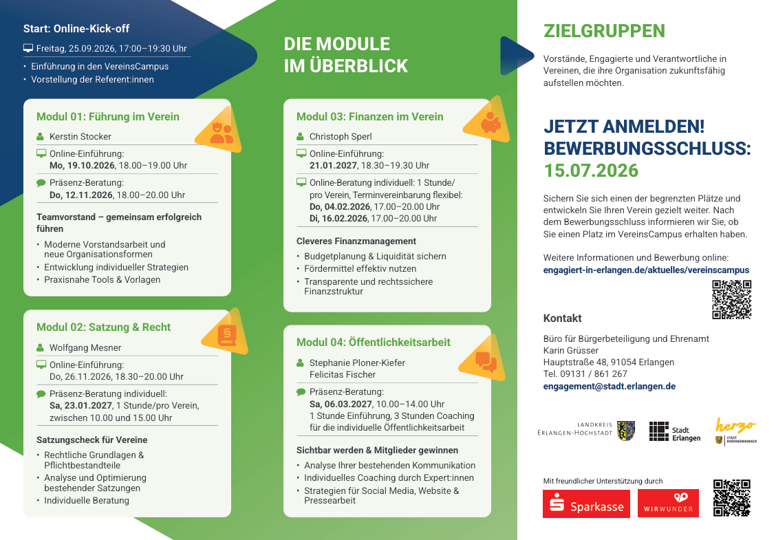 Information aus dem Landratsamt Erlangen-Höchstadt: VereinsCampus 