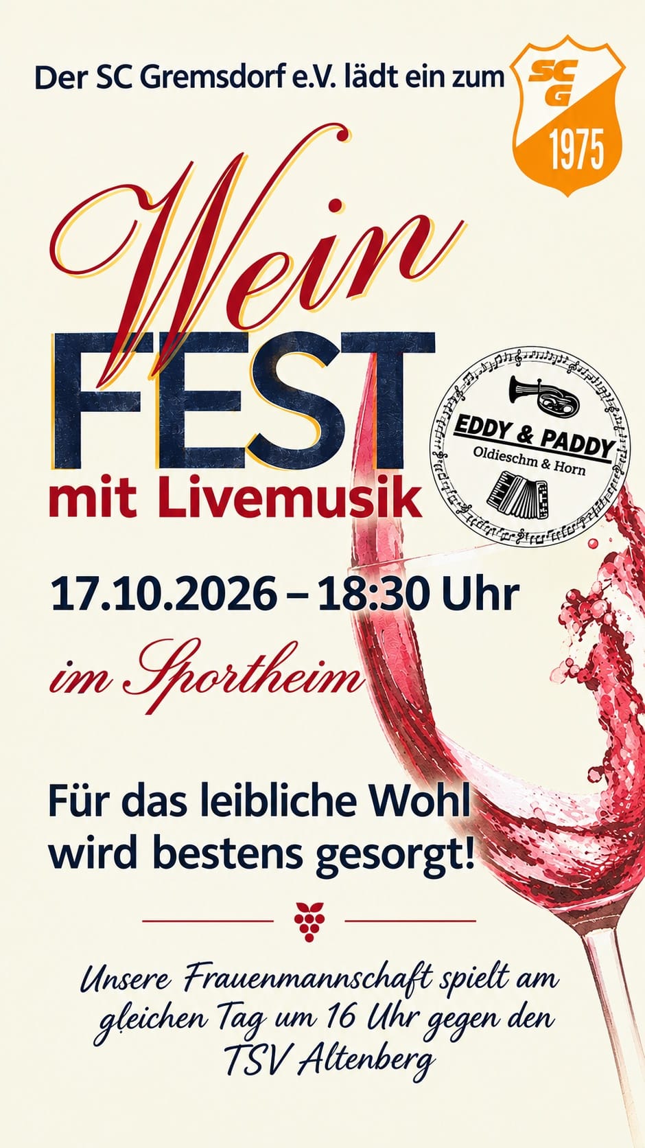 Weinfest des SC Gremsdorf am 17.10.2026