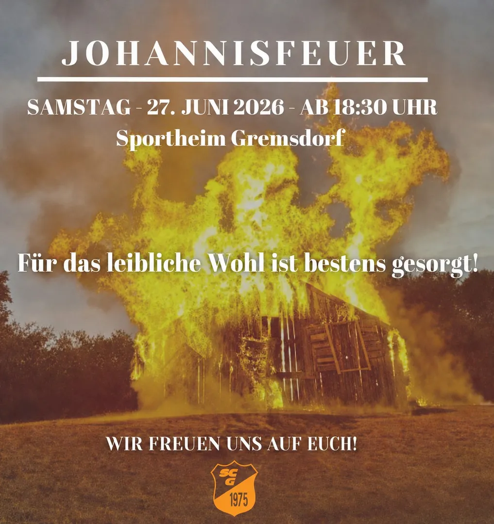 Johannisfeuer in Gremsdorf am 27. Juni 2026 ab 18:30 Uhr
