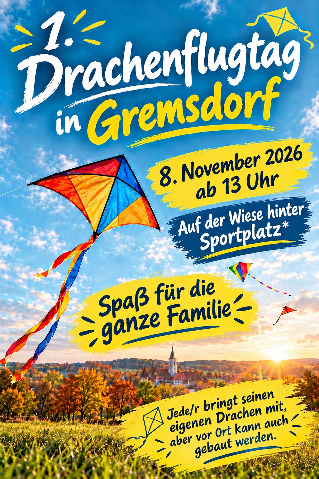 1. Drachenflugtag in Gremsdorf am 8. November 2026