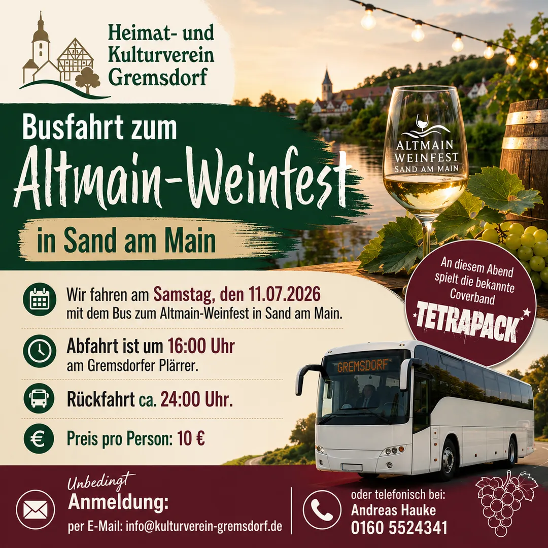 Busfahrt zum Weinfest in Sand