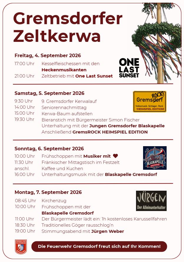 Gremsdorfer Zeltkirchweih 2026