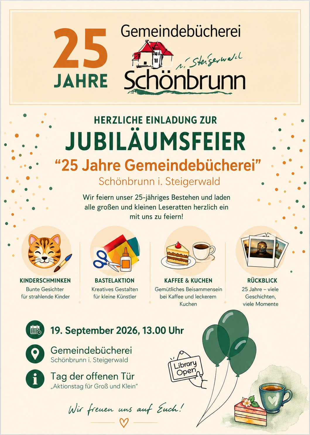 🎉 25 Jahre Gemeindebücherei Schönbrunn – das feiern wir! 📚