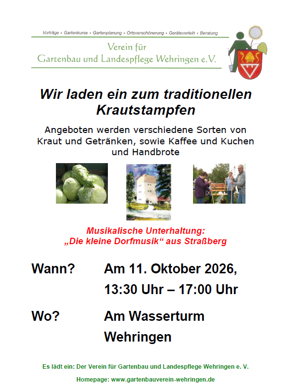 Herzliche Einladung zum traditionellen Krautstampfen