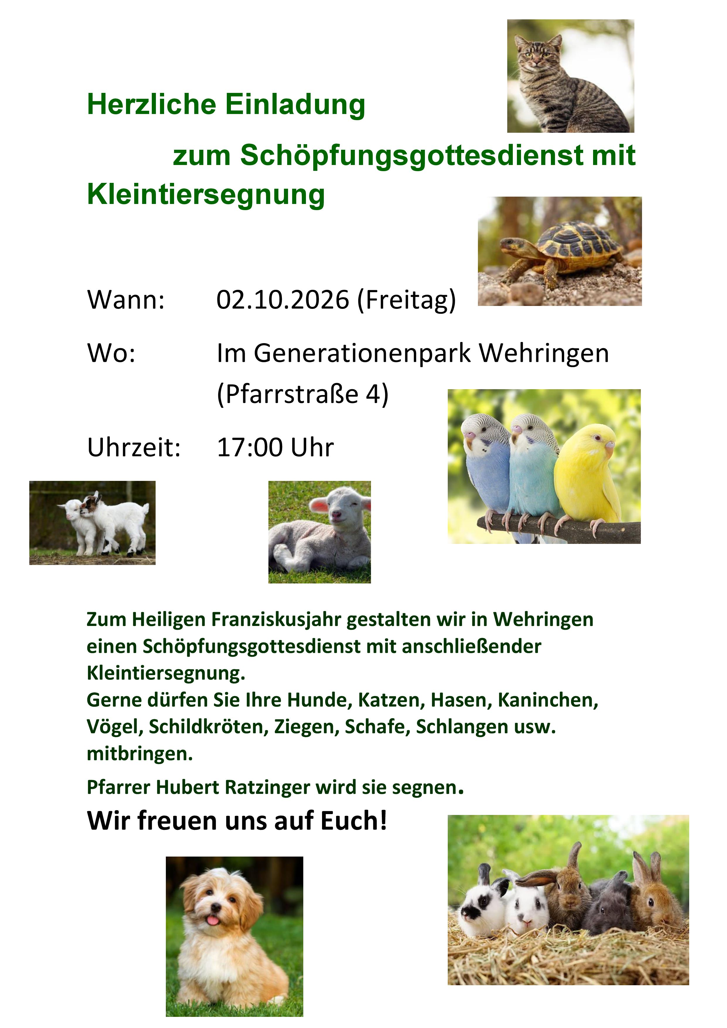 Schöpfungsgottesdienst mit Kleintiersegnung