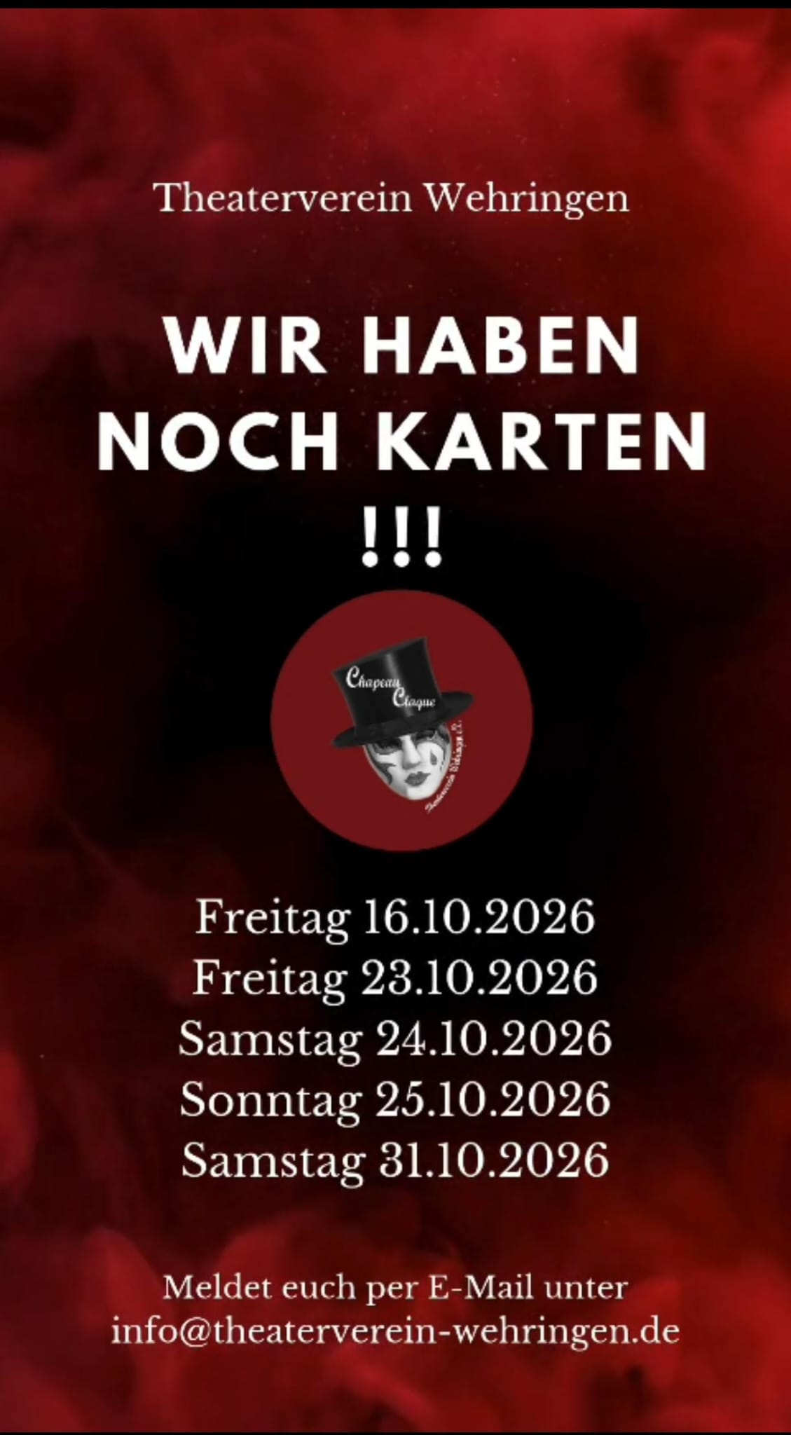 🎭 Der Vorverkauf war ein voller Erfolg – jetzt Restkarten sichern!  Vielen Dank ❤️