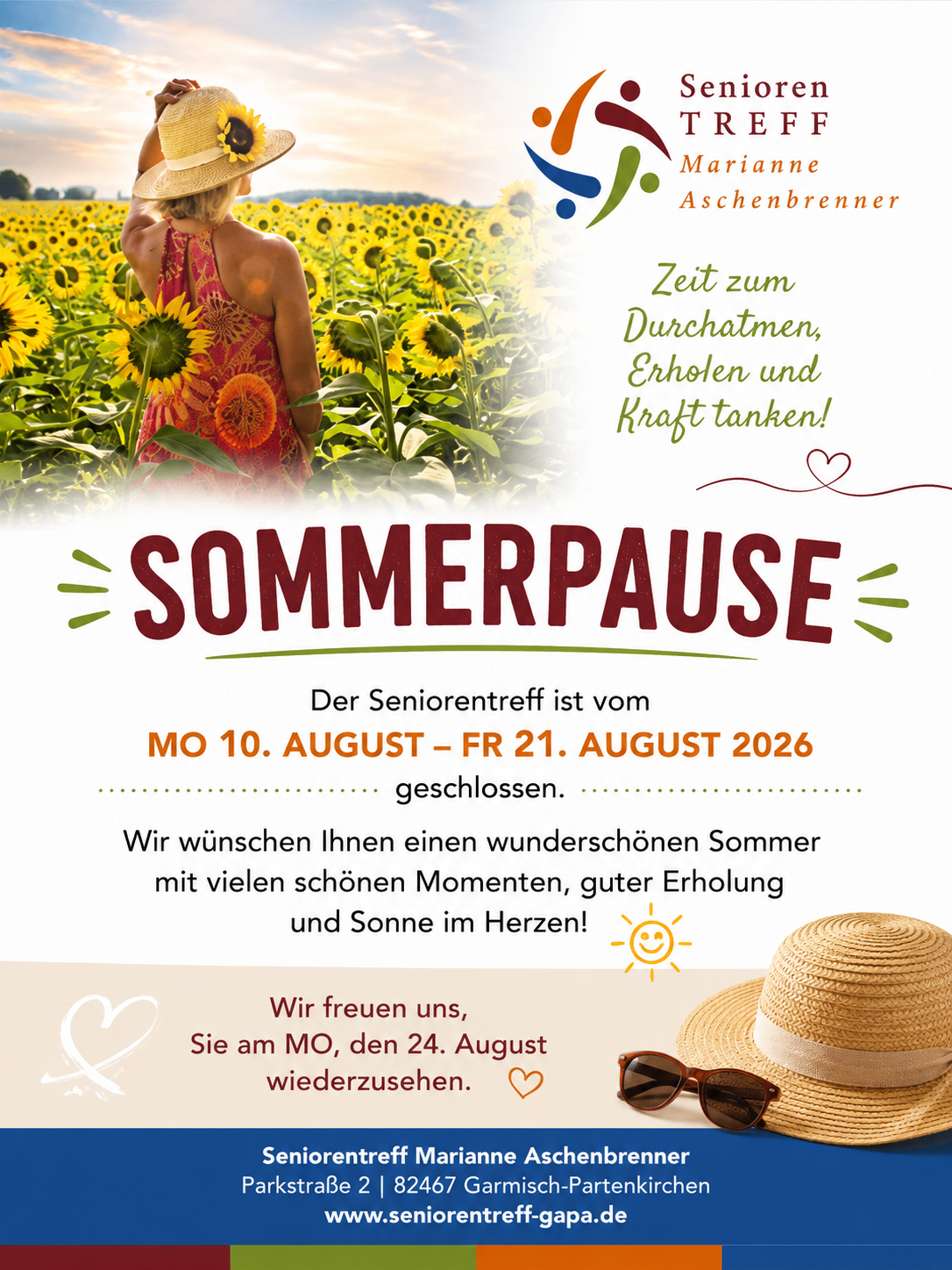 Sommerpause vom 10.08.-21.08.2026