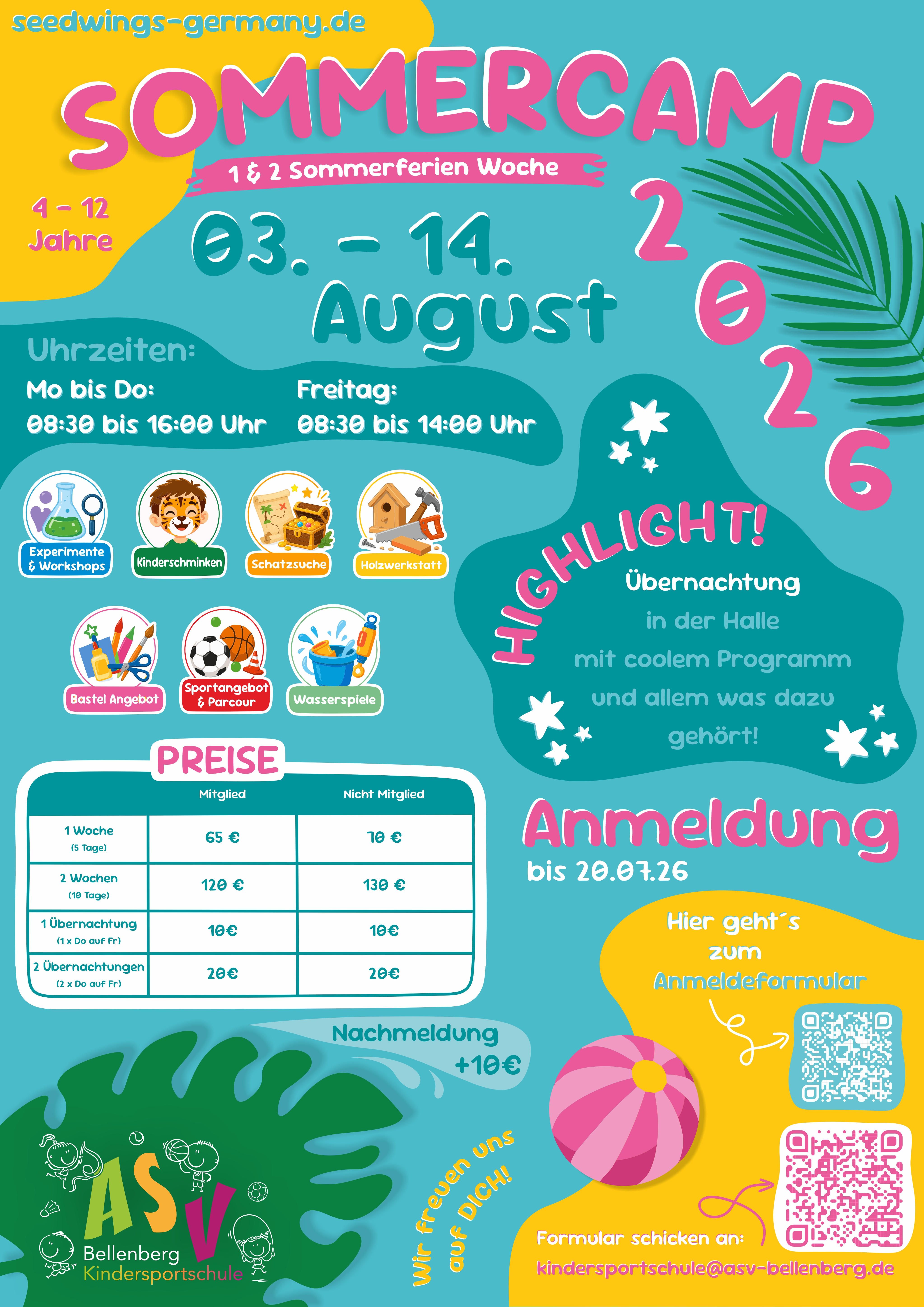 Sommercamp 03.-14.08.2026 (4-12 Jahre)