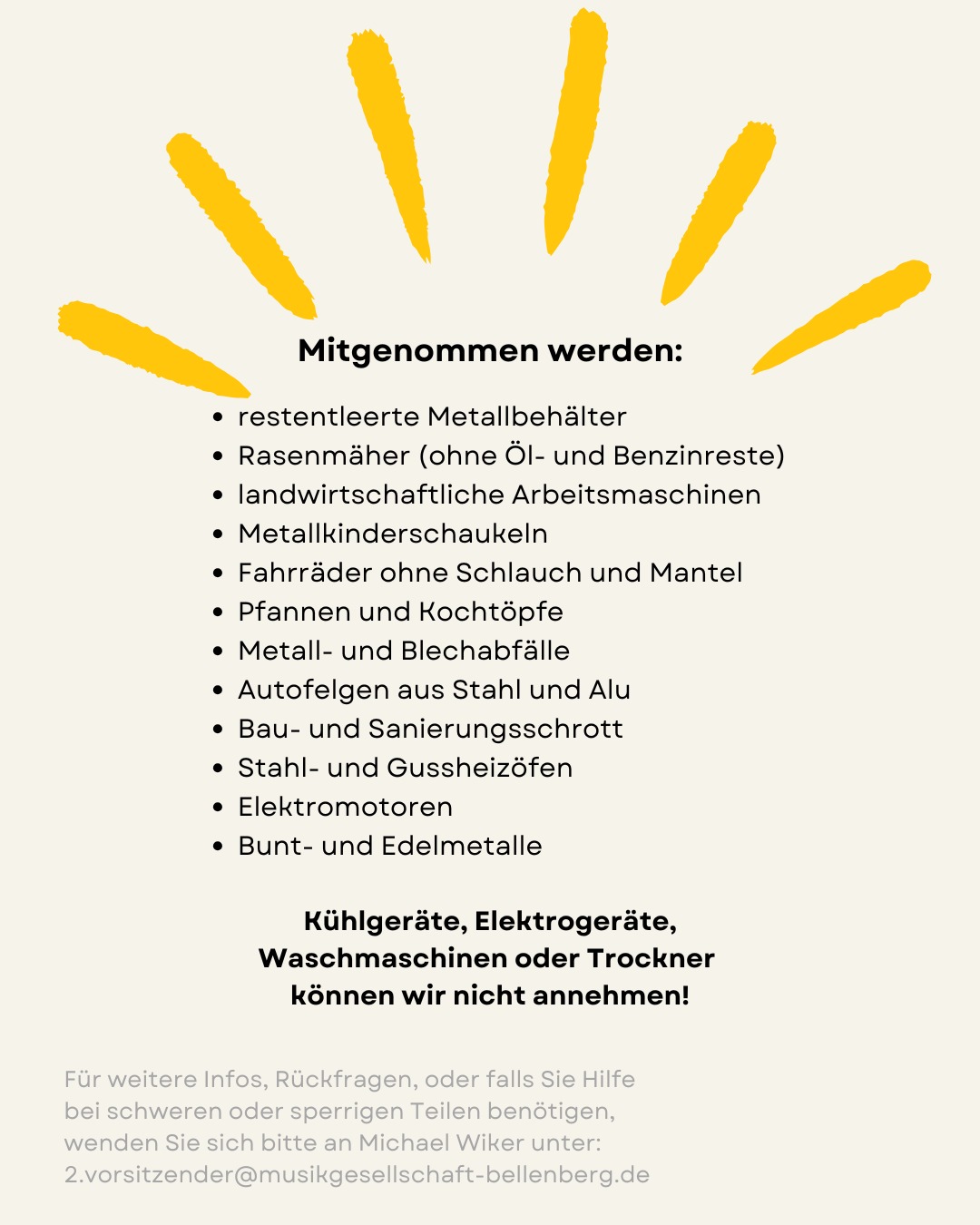 Unsere Alteisensammlung am 19.September 2026