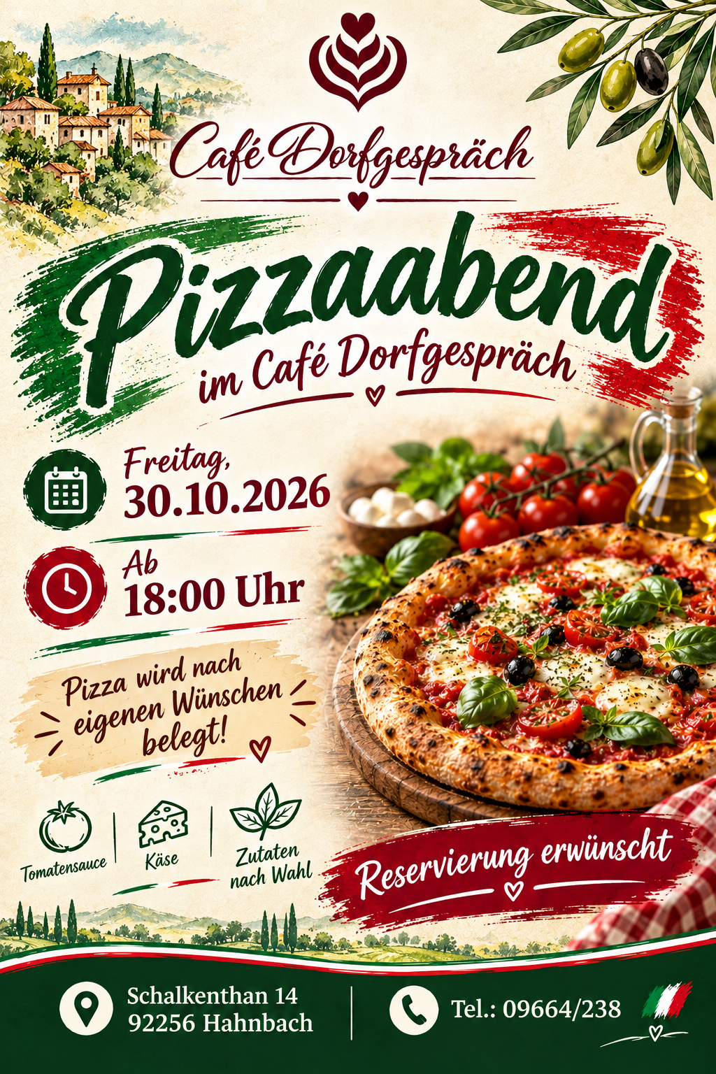 Pizzaabend Freitag 30.10. im Café Dorfgespräch