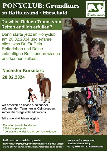 Ponyclub - Grundkurs Start 07.02. oder 20.02.24