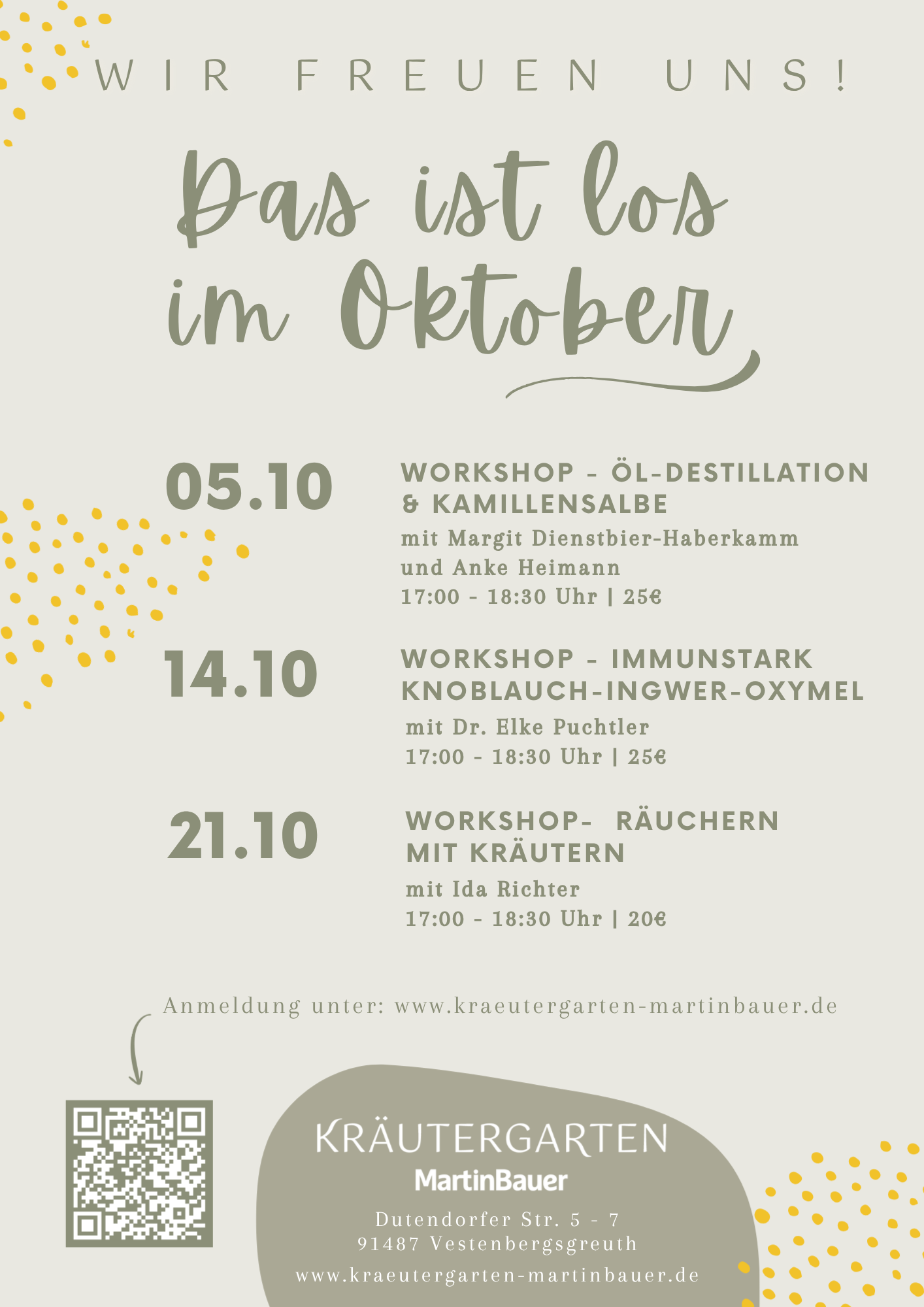 Unser Herbstprogramm ist da! Am 10.09 geht's los mit einem Kidsworkshop und Vortrag zur Nachtkerze ♡