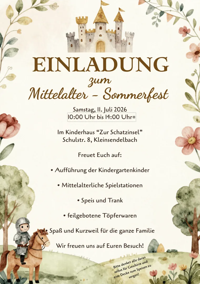 Einladung zum Sommerfest am 11.07.2026