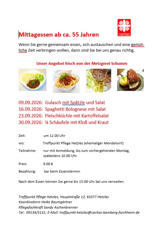 Treffpunkt Pflege Hetzles - Mittagessen für Senioren