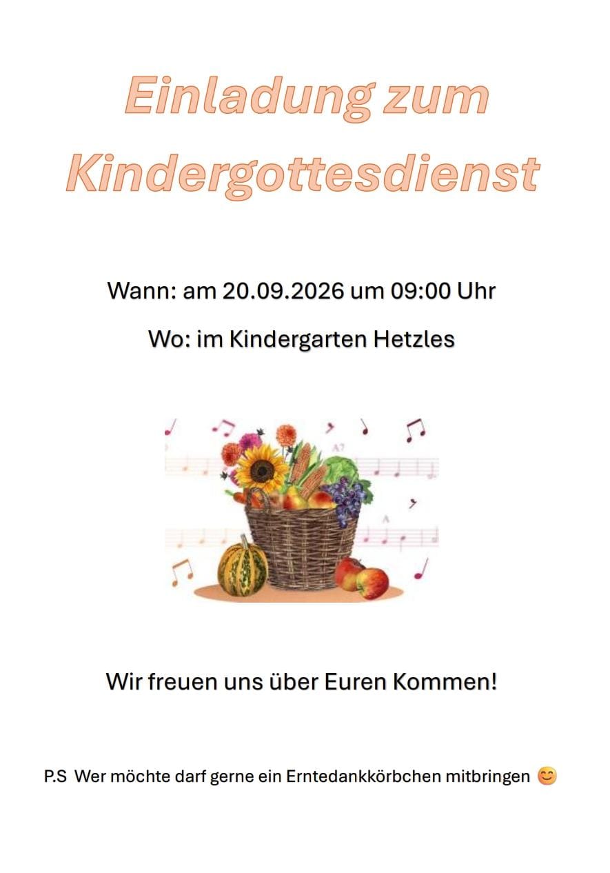Herzliche Einladung zum Kindergottesdienst