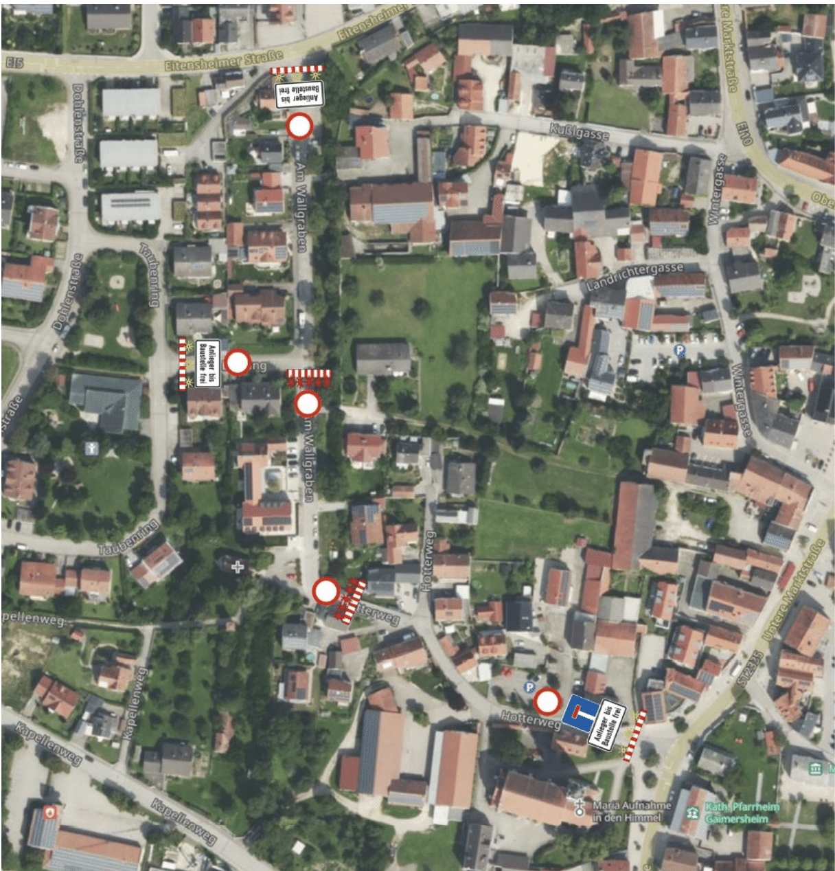 Sperrung der Straße Am Wallgraben in Gaimersheim