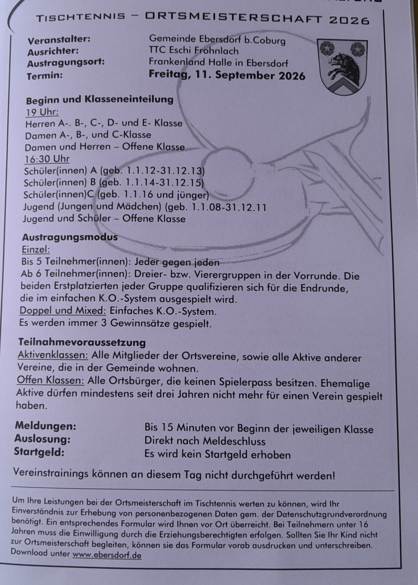 Ortsmeisterschaften im Tischtennis