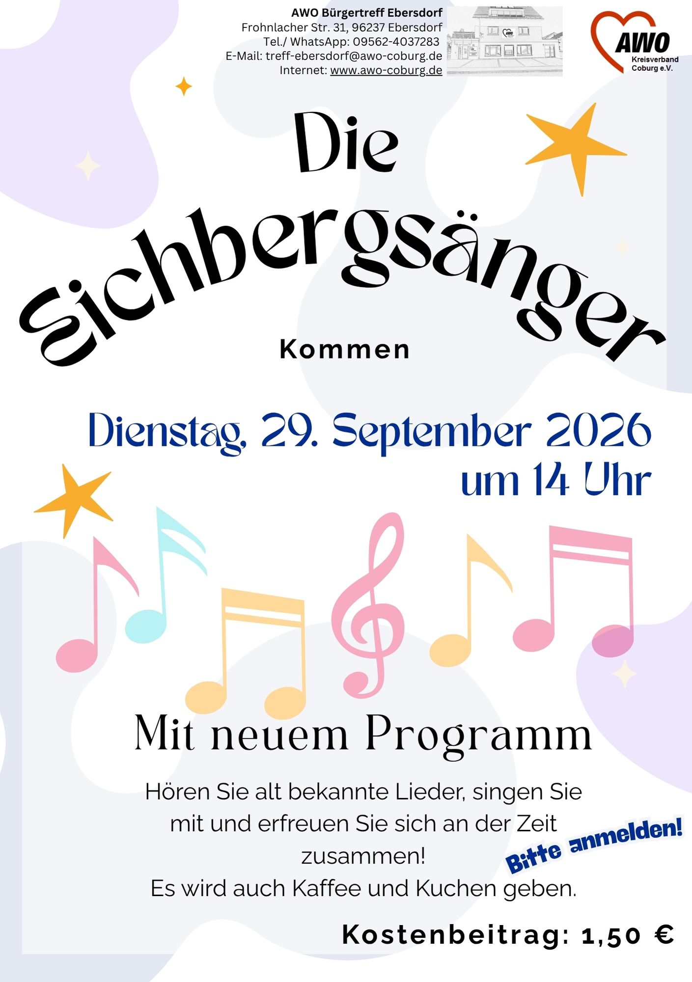 Eichbergsänger mit neuem Programm im AWO Bürgertreff Ebersdorf