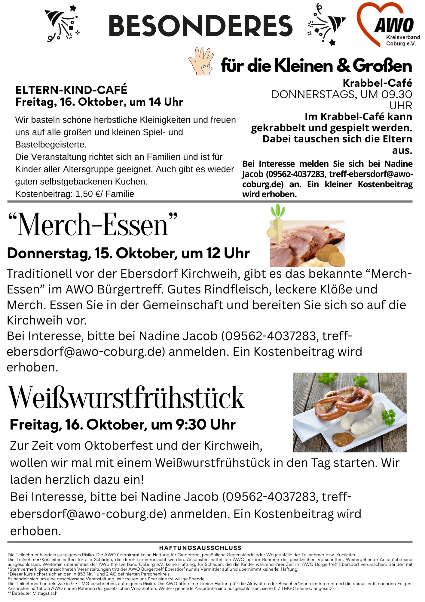 Wochenübersicht AWO Bürgertreff Ebersdorf