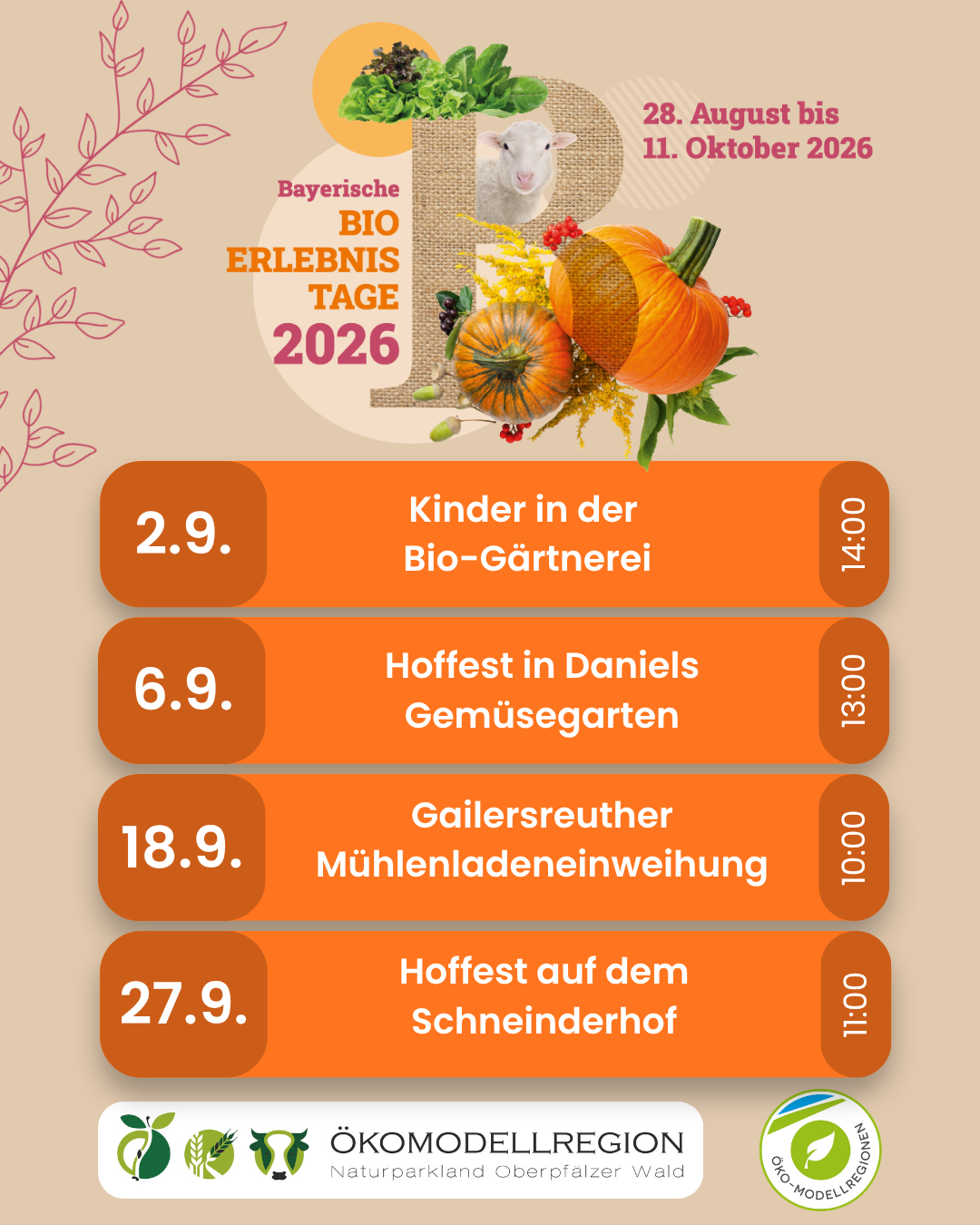 Bio erleben in der Öko-Modellregion Naturparkland Oberpfälzer Wald!