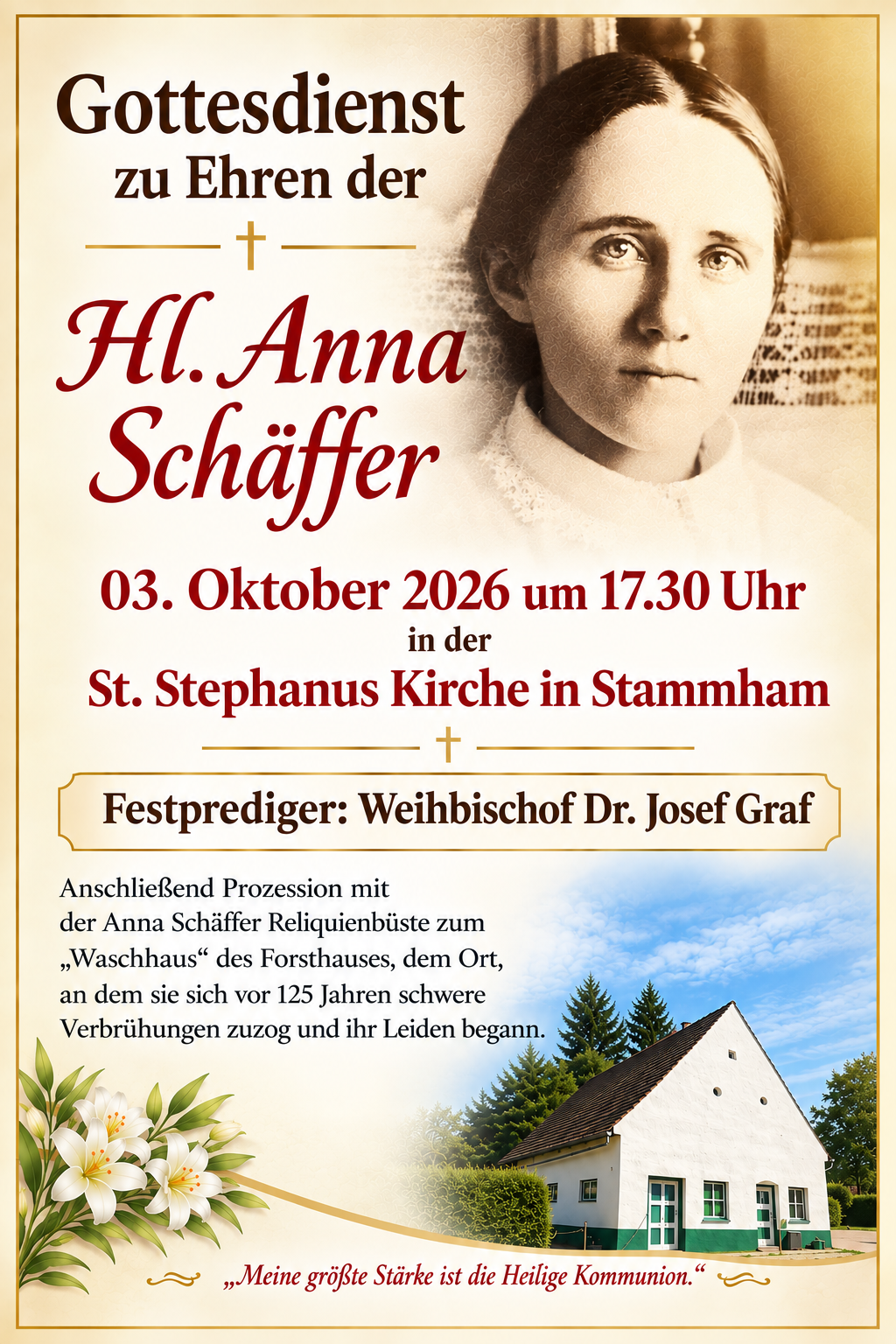 Gottesdienst zu Ehren der Hl. Anna Schäffer - Festprediger Weihbischof Dr. Josef Graf