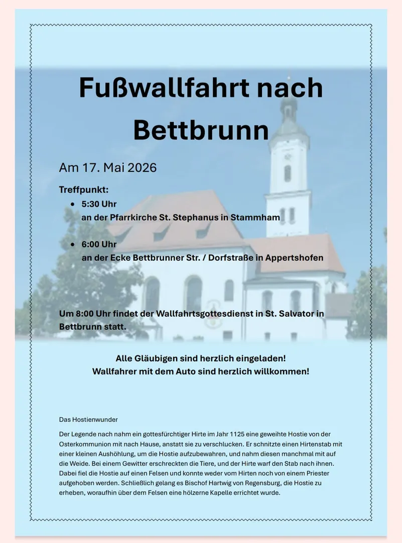 Fußwallfahrt nach Bettbrunn