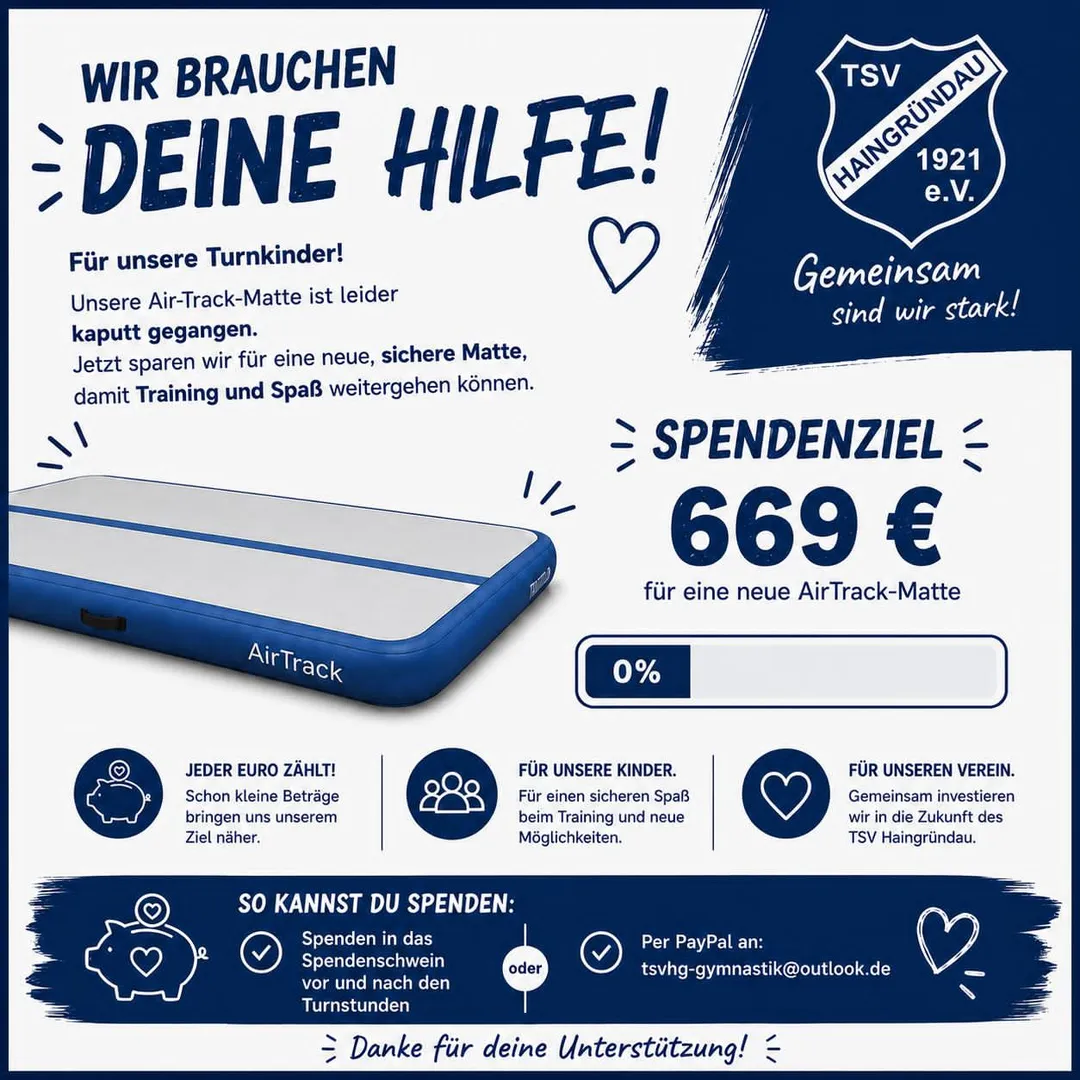 Spendenaufruf für neue Airtrack-Matte