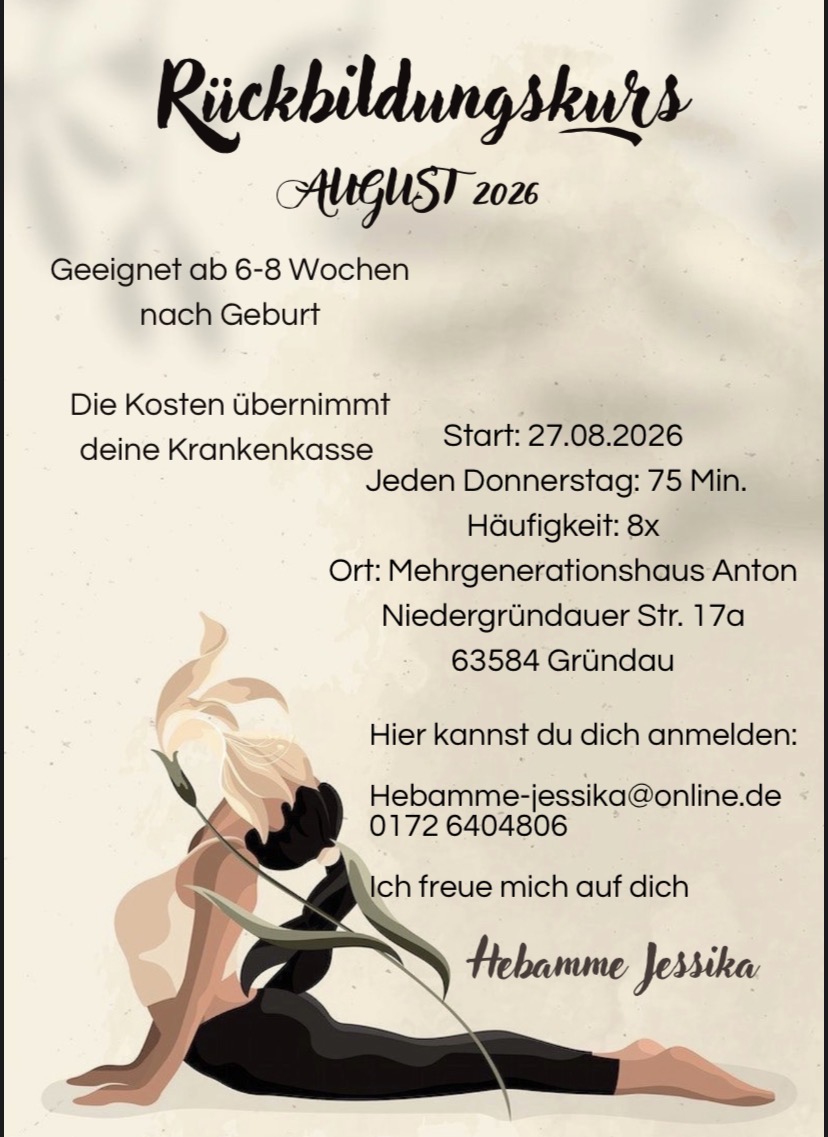Rückbildungskurs geeignet für Mütter nach der Entbindung ab der 6-8 Woche nach der Geburt