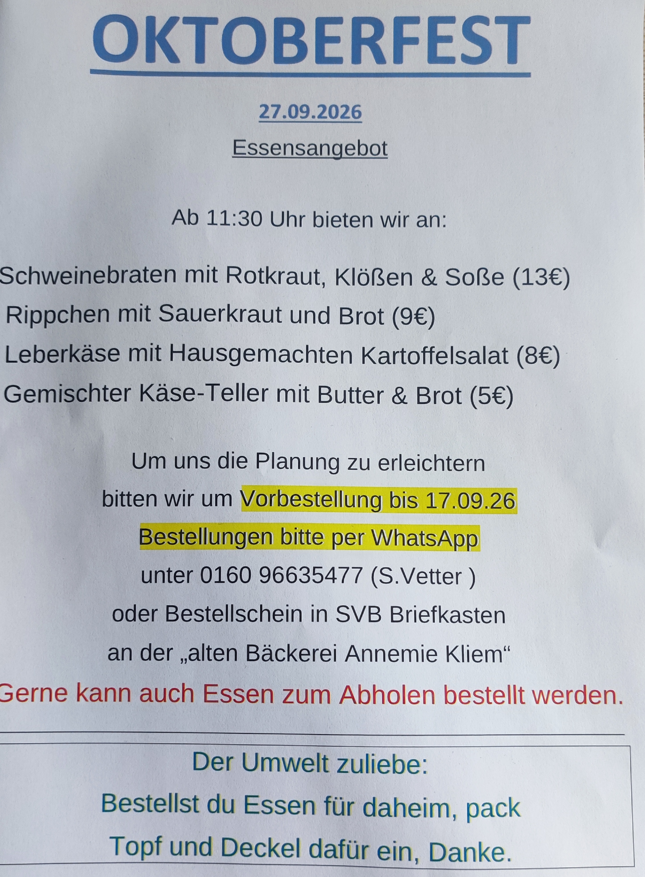 Oktoberfest 27.09.2026 in Breitenborn 