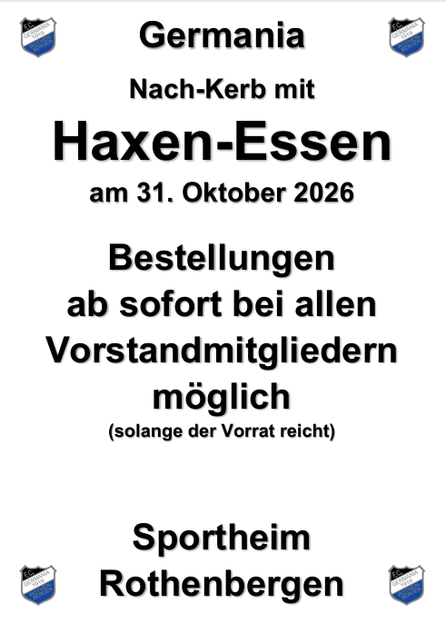 Nachkerb mit Haxen-Essen bei der Germania