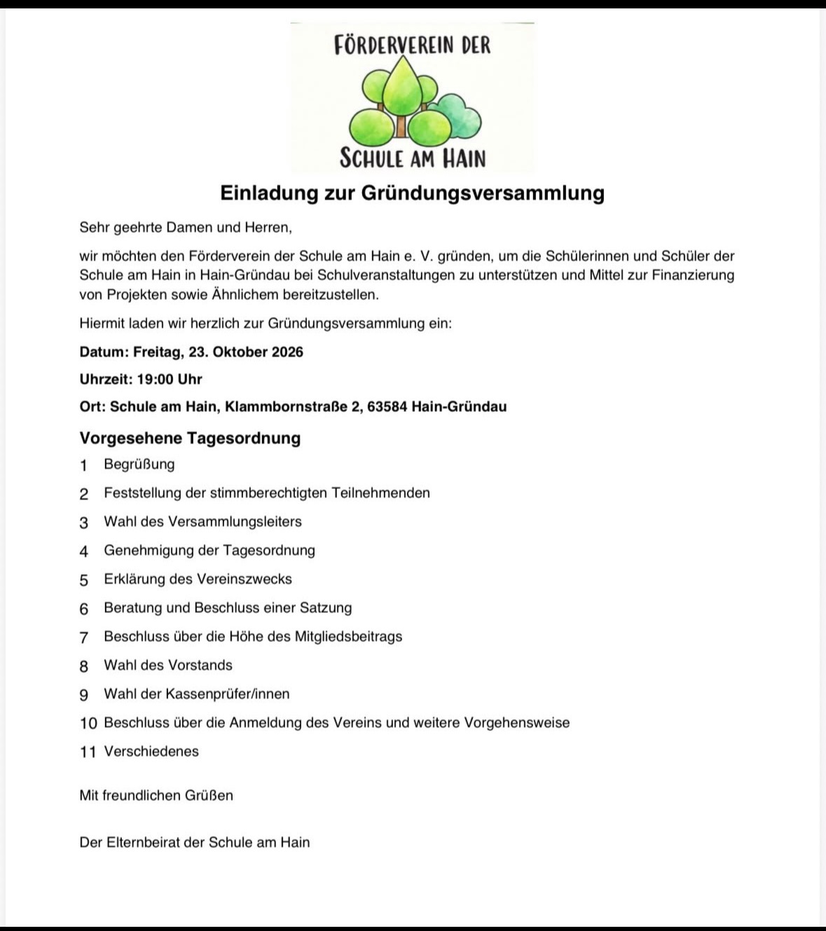 Heute Gründungsversammlung 