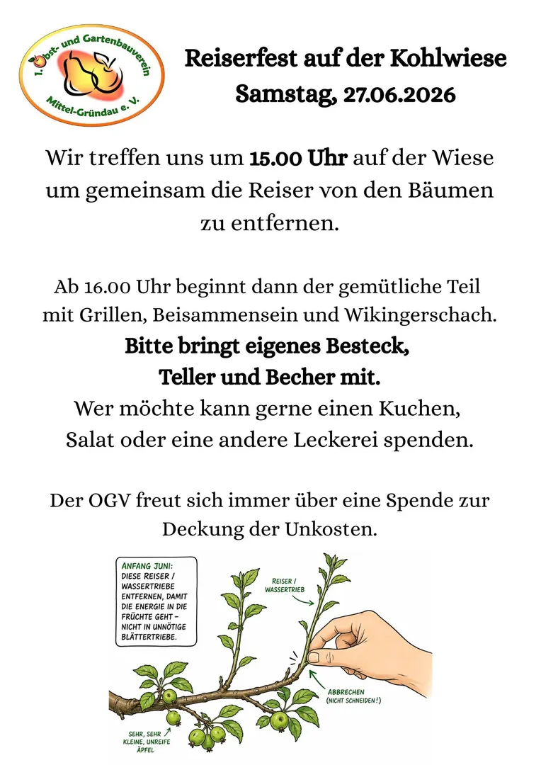 Reiserfest - abgesagt 8 Uhr Treffen zur Reiserentfernung