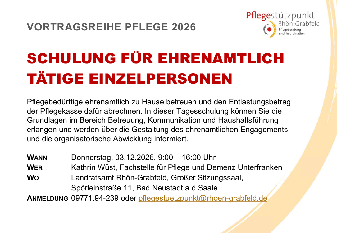 Vortrag und Schulung Ehrenamtlich tätige Einzelpersonen