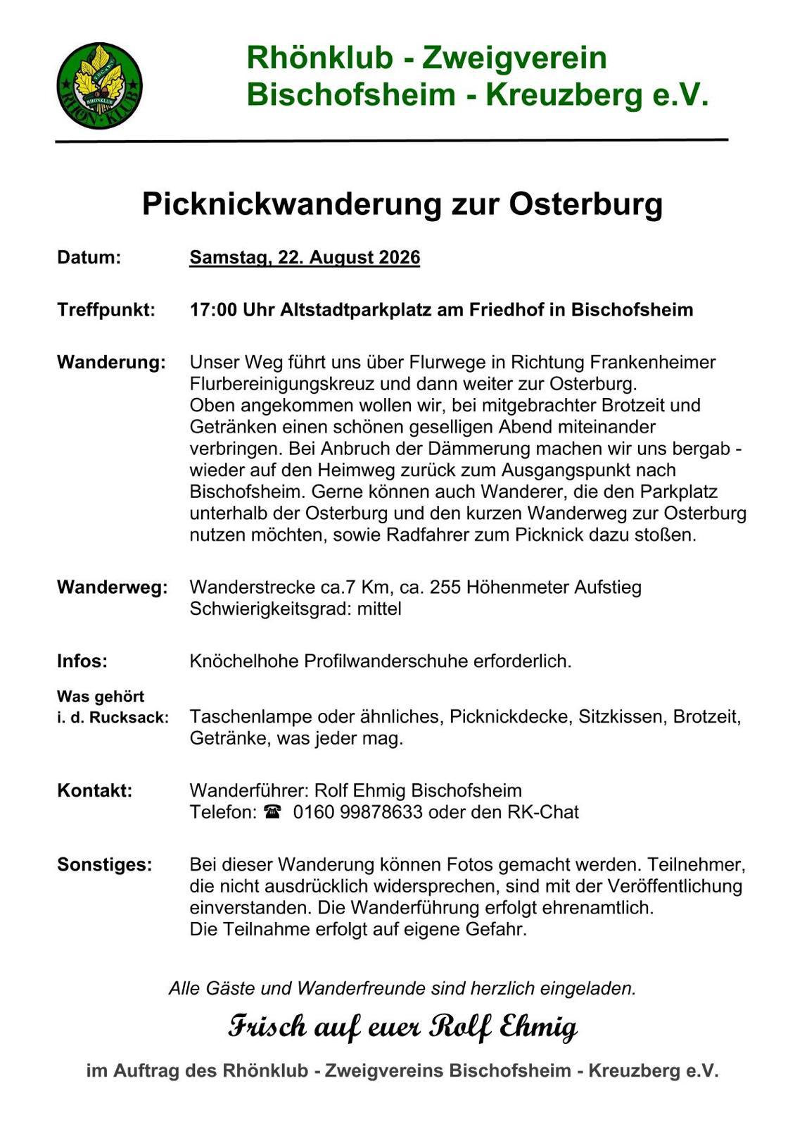 Picknickwanderung zur Osterburg