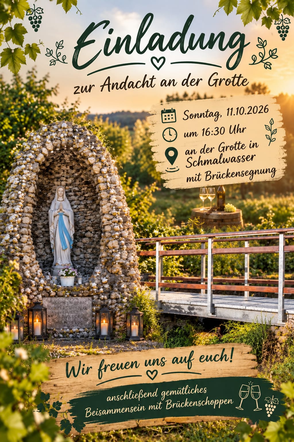 Andacht an der Grotte mit Brückensegnung
