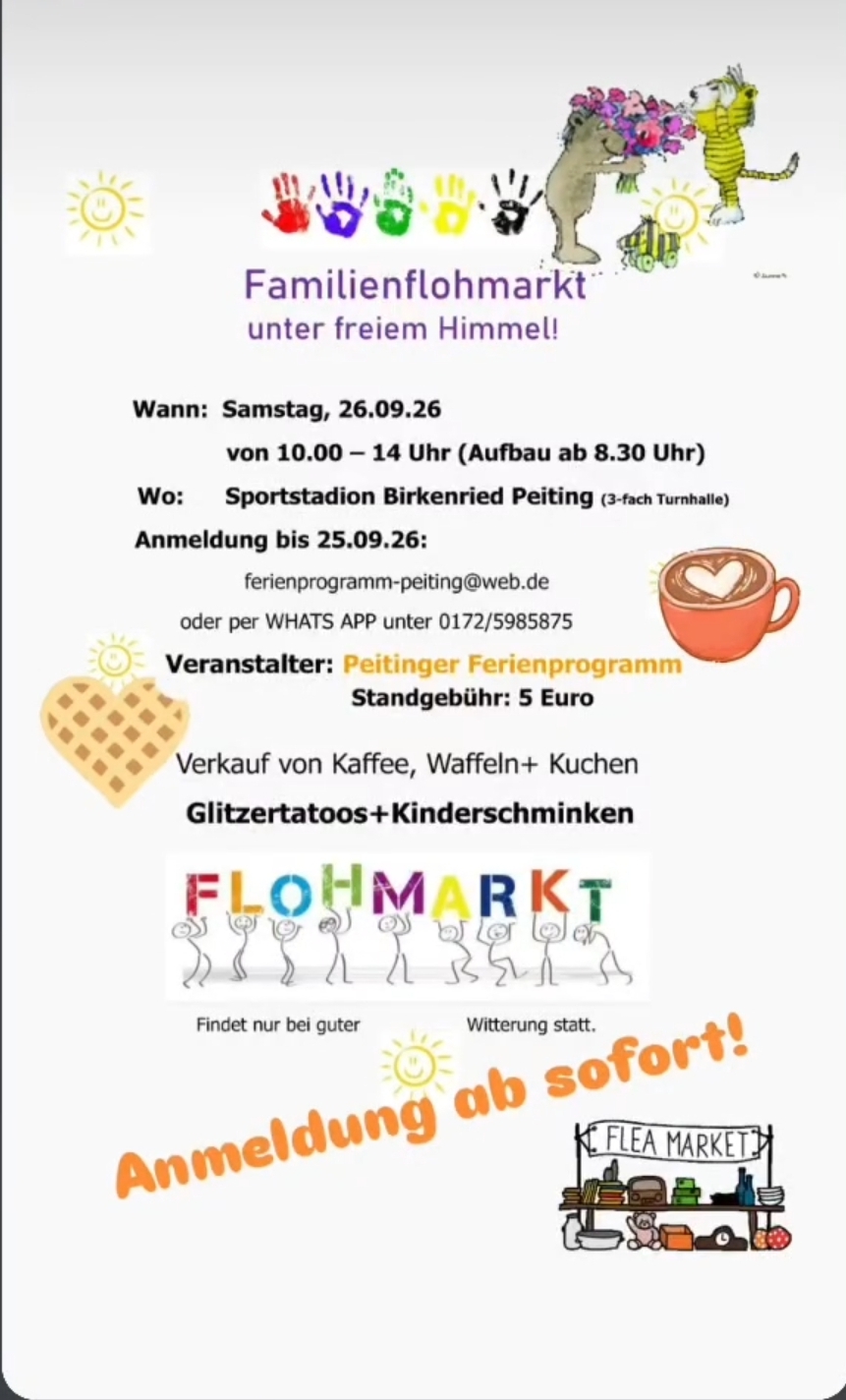 Familienflohmarkt vom Peitinger Ferienprogramm am 26.09.26