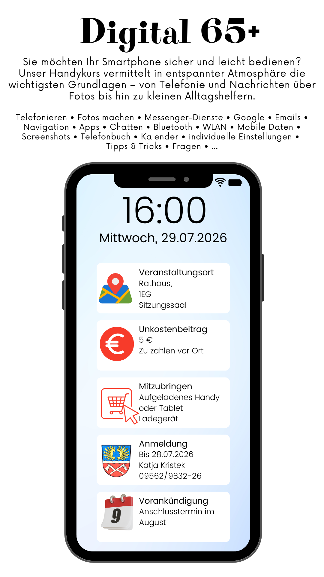 Bitte beachten Sie die geänderte Uhrzeit!