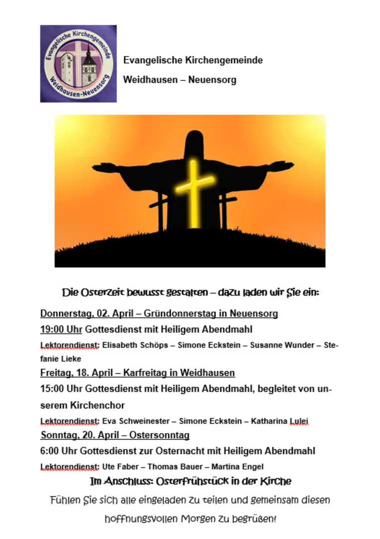 Informationen aus der Evangelischen Kirchengemeinde Weidhausen - Neuensorg